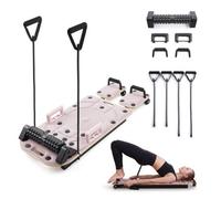 Myga Wooden Pilates Reformer - Home Pilates Machine with Resistance Bands, Handles & Massage Roller - Compact, Durable Reformer Board for Core Strength & Full-Body Workout
