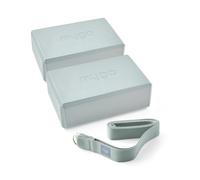 Myga Yoga Blocks & Strap Set - 2 High Density Foam Bricks and Metal D Ring Belt for Yoga, Pilates and Fitness - Support and Deepen Poses, Non-Slip and Lightweight for Home & Gym (Teal)