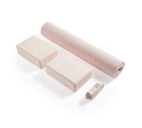 Myga Yoga Starter Set - Yoga Mat, 2 Yoga Blocks & Strap with Metal D-Ring - Non-Slip Yoga & Pilates Kit for Home Workouts & Fitness - Lightweight & Durable | 173cm x 61cm x 4mm (Blush)