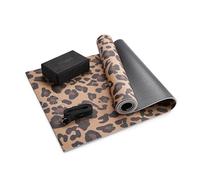 Myga Yoga Starter Set - 6mm Non-Slip Exercise Mat with Block & Strap - Beginner Yoga Kit for Home, Gym & Travel - Ideal for Pilates & Meditation - Durable, Eco-Friendly & Gift-Ready (Leopard)