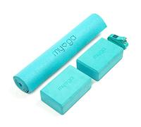 Myga Yoga Starter Set - Yoga Mat, 2 Yoga Blocks & Strap - Turquoise