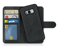 MyGadget 2 in 1 Wallet Case for Samsung Galaxy S8 - Magnetic PU Leather Flip Cover w | Card Slots & Detachable Back Slim TPU Bumper Shell Gray Black