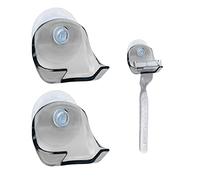 MyGadget 2X Suction Razor Holder - Wall Mount for Bathroom/Shower/Mirror - Waterproof Plastic Hook - Stronghold Compact Storage in Blue