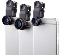 MyGadget 3 in 1 Smartphone Camera Lens Kit (Fisheye 198° + 0.63 x Grand Angle + 15 x Macro) - Universal Clip-On Set for iPhone 8 7 6, Samsung, HTC, LG etc.