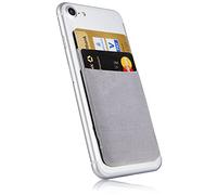 MyGadget Card Holder - Anti-RFID Signals - Elastic Adhesive Pouch for Smartphone & Case - Universal Wallet for Papers & Tote - Silver Case
