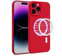 MyGadget Case [ compatible with MagSafe ] compatible with Apple iPhone 14 Pro Max - Cover Dual Layer with Camera Protection | Inner Lining - Soft Touch Rubber Shell Red