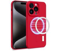 MyGadget Case [ compatible with MagSafe ] compatible with Apple iPhone 15 Pro - Cover Dual Layer with Camera Protection | Inner Lining - Soft Touch Rubber & Anti-Scratch Shell Red