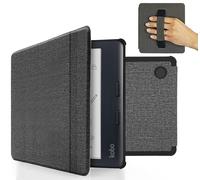 MyGadget Cover compatible with Kobo Libra Colour 2024 | Libra 2 2021 Magnetic Flip Case - Bookstyle Protector with Elastic Hand Strap - Bright Grey