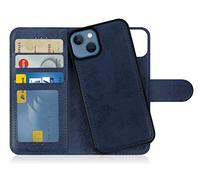 MyGadget Flip Case for iPhone 13 - [ Removable Magnetic Cover ] - PU Leather Phone Case - [ Cover with Card Slot ] Protective Shell in Dark Blue
