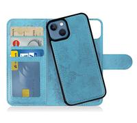 MyGadget Flip Case for iPhone 13 - [ Removable Magnetic Cover ] - PU Leather Phone Case - [ Cover with Card Slot ] Protective Shell in Light Blue