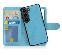 MyGadget Flip Case for Samsung Galaxy S23 - [ Removable Magnetic Cover ] - PU Leather Phone Case - [ Cover with Card Slot ] Protective Shell in Light Blue