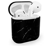 MyGadget Hard Case compatible with Apple AirPods 1st & 2nd Generation - Anti-Slip & Shockproof Cover for Bluetooth Earphones - Skin in Marble Black