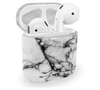 MyGadget Hard Case compatible with Apple AirPods 1st & 2nd Generation - Anti-Slip & Shockproof Cover for Bluetooth Earphones - Skin in Marble Black
