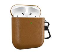 MyGadget Hard Case for Apple Airpods 1st | 2nd Generation - Anti-Slip & Shockproof Cover in Synthetic Leather for Bluetooth Earphones - Skin in Dark Brown