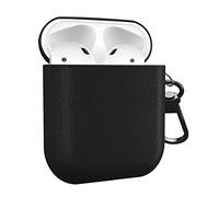 MyGadget Hard Case for Apple Airpods 1st | 2nd Generation - Anti-Slip & Shockproof Cover in Synthetic Leather for Bluetooth Earphones - Skin in Black