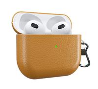 MyGadget Hard Case for Apple Airpods 3rd Generation - Anti-Slip & Shockproof Cover in Synthetic Leather for Bluetooth Earphones - Skin in Light Brown