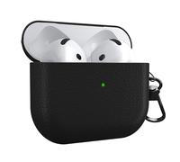MyGadget Hard Case for Apple AirPods 4 [ 2024 ] - Anti-Slip & Shockproof Cover in Synthetic Leather for Bluetooth Earphones - Skin in Light BrownBlack