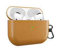 MyGadget Hard Case for Apple Airpods Pro 1th Generation - Anti-Slip & Shockproof Cover in Synthetic Leather for Bluetooth Earphones - Skin in Light Brown