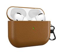MyGadget Hard Case for Apple Airpods Pro 1th Generation - Anti-Slip & Shockproof Cover in Synthetic Leather for Bluetooth Earphones - Skin in Dark Brown