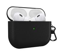 MyGadget Hard Case for Apple Airpods Pro 2nd Generation 2022 - Anti-Slip & Shockproof Cover in Synthetic Leather for Bluetooth Earphones - Skin in Black