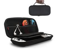 MyGadget Hard Travel Case Compatible with Nintendo Switch | OLED - Cover for up to 20 Games - Nylon Bag for Console & Joy Con Controller - Shell in Black