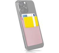 MyGadget Phone Credit Card Holder 2 Pockets - RFID Blocking Stick On Wallet - Self Adhesive Microfiber Sticker Universal for Smartphone & Cases - Pink