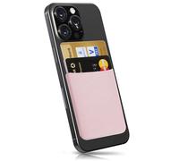 MyGadget Phone Credit Card Holder Pocket - RFID Blocking Stick On Wallet - Self Adhesive Microfiber Sticker Universal for Smartphone & Cases in Pink