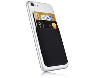 MyGadget Phone Credit Card Holder Pocket - RFID Blocking Stick On Wallet - Self Adhesive Microfiber Sticker Universal for Smartphone & Cases in Black