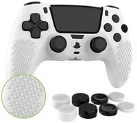 MyGadget Silicone Skin Compatible with PS5 Controller - with 8 Thumbsticks (2 Pairs High | 2 Pairs Low) - Playstation 5 Dualsense Wireless Cover in White