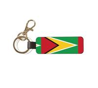 MYGANN Flag Of Guyana Unisex Universal Leather Keychain With Metal Ring For Thanksgiving Anniversary Creative Gift