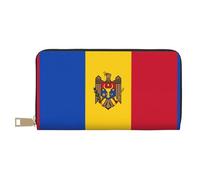 MYGANN Flag of Moldova Unisex Long Microfiber Leather Wallet with Metal Zipper for Office Travel Dating Gifts