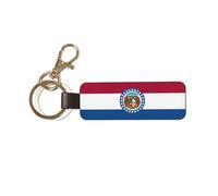 MYGANN Missouri State Flag Unisex Universal Leather Keychain With Metal Ring For Thanksgiving Anniversary Creative Gift