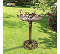 MyGarden Garden Bird Bath - Antique Bronze Effect Large Bird Bath Bowl - All Weather Resistant Garden Water Feature Weatherproof 1036