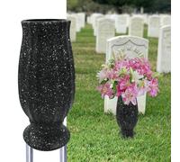 MYGDLUS Cemetery Vase, Black Plastic, Modern Cylindrical Vase with Ground Spike, Ideal for Tombstone Markers, Honoring The Loss of Loved Ones