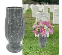 MYGDLUS Cemetery Vase, Plastic, Grave Decorations, Flower Holders with Metal Spikes&Drain Stopper, Gray