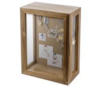 MyGift 11 x 15 Inch Wall Mounted Acacia Solid Wood Shadow Box with Cork Back, Premium Clear Acrylic Viewing Panels, and Hinged Door with Magnetic Closure