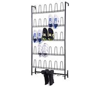 MyGift Modern Matte Black Metal Hanging Shoe Rack for Walk in Closet, Mudroom and Entryway, Wall Mounted Space Saving Organizer for Shoes and Boots, Holds 18 Pairs