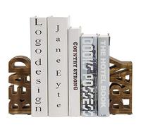 MyGift Set of 2 Rustic Burnt Brown Wood Read & Pray Wood Christian Bookends
