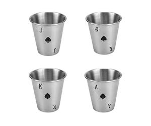 MyGiftHub 4 pcs 2oz Stainless Steel Shot Glasses Spades Playing Card Series Printed Wine Glasses for Cocktail Beer Whiskey