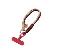 MyGiGi Cell Phone Wrist Strap, Dual-Color Braided Lanyard with Smiley Face Charm, Compatible with Most Phone Cases (Wine Red + Khaki)