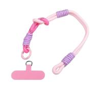 MyGiGi Cell Phone Wrist Strap Lanyard, Multicolored Braided Charm Bracelet, Universal Wrist Chain Compatible with Most Phone Cases (Pink + Rose Red)