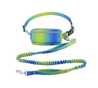 MyGiGi Hands Free Dog Leash with Zipper Pouch, Dual Handles and Durable Reflective Bungee for Walking, Jogging and Running Medium Large Dog (Yellow+Blue)