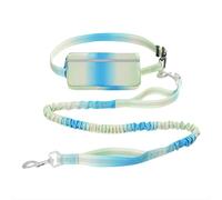 MyGiGi Hands Free Dog Leash with Zipper Pouch, Dual Handles and Durable Reflective Bungee for Walking, Jogging and Running Medium Large Dog (Green+Blue)