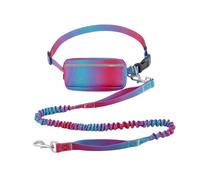 MyGiGi Hands Free Dog Leash with Zipper Pouch, Dual Handles and Durable Reflective Bungee for Walking, Jogging and Running Medium Large Dog (Red+Blue)