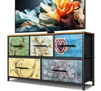 MYGIIVOVO Chest of Drawers, Dresser for Bedroom with 5 Fabric Drawers, TV Stand with 4 Castors, Storage Organizer Unit for Living Room and Kids Room