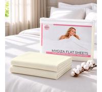 MyGiza Sheets King Flat Sheet Only, 100% Giza Egyptian Cotton Percale Sheets, Cool, Crisp & Breathable Top Sheet, Hotel Quality Bedding, Ivory