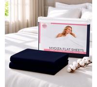 MyGiza Sheets Queen Flat Sheet Only, 100% Giza Egyptian Cotton Percale Sheets, Cool, Crisp & Breathable Top Sheet, Hotel Quality Bedding, Indigo