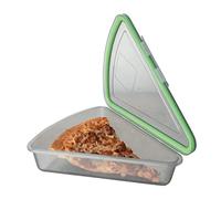 MyGo Container Pizza Slice to-Go Compartment Container, 9-1/4" X 8-1/4" X 2-1/2", Reusable, Microwave Safe, NSF Certified, Smoke/Green