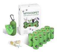 MYGODPET 150 Count Dog Poop Bags Rolls with Holder, Biodegradable Poop Bags for Dogs, Ocean Scented Dog Waste Bags, Leak Proof Cat Poop Bags, White