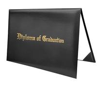 MyGradDay Imprinted Diploma Cover 8.5x11 Diploma Holder Graduation Certificate Cover Smooth Leather Letter Size Black